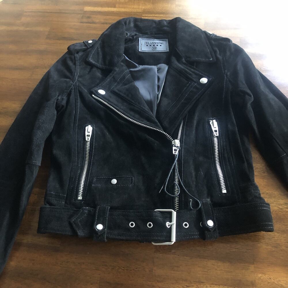 NWOT $198 Blank NYC Black Suede Moto Jacket in size XS!
